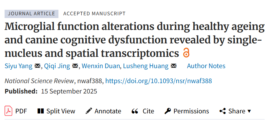 Microglial function alterations during healthy ageing and canine cognitive dysfunction revealed by single-nucleus and spatial transcriptomics